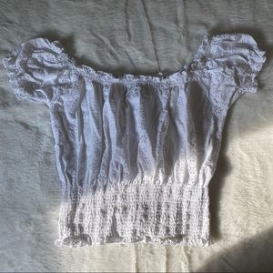 Forever 21 Ruched White Crop-Top